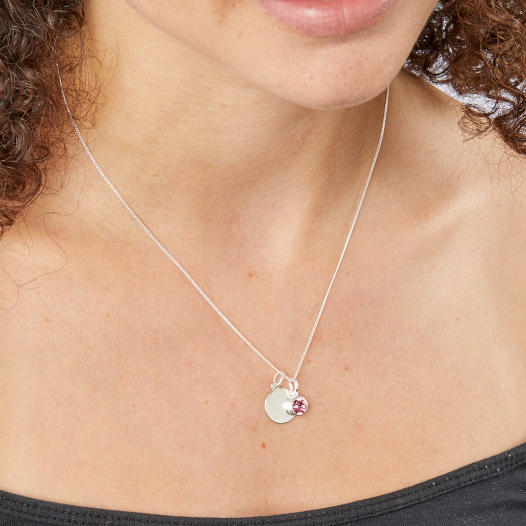 Gecko Jewellery Sterling Silver Crystal Birthstone Pendant Necklace