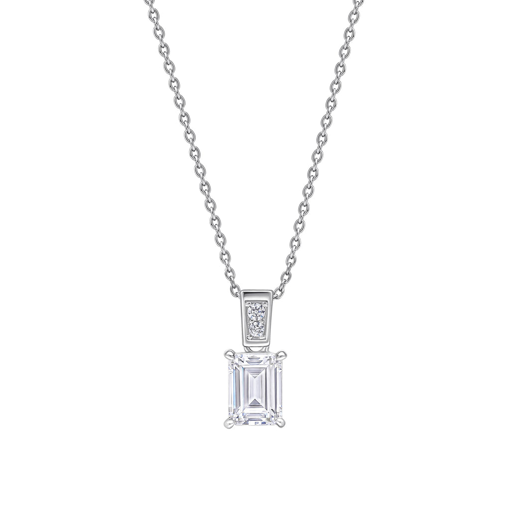 Diamonfire Emerald Cut Zirconia Pendant – Triple Plated Sterling Silver