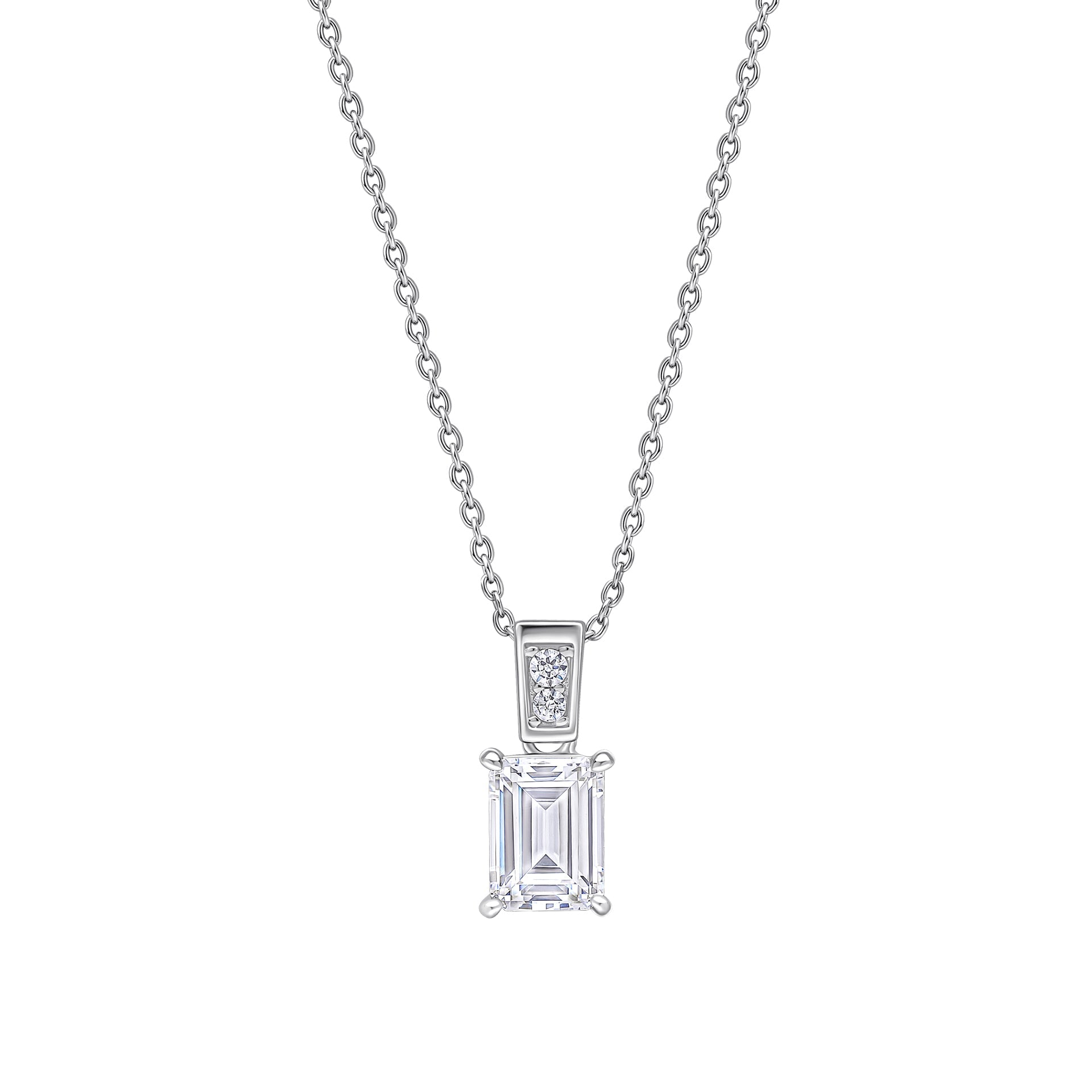 Diamonfire Emerald Cut Zirconia Pendant – Triple Plated Sterling Silver