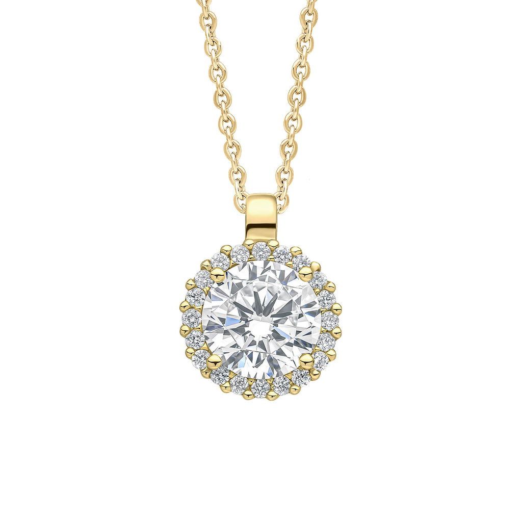 Diamonfire Halo Pendant – Sterling Silver Zirconia Necklace by Gecko