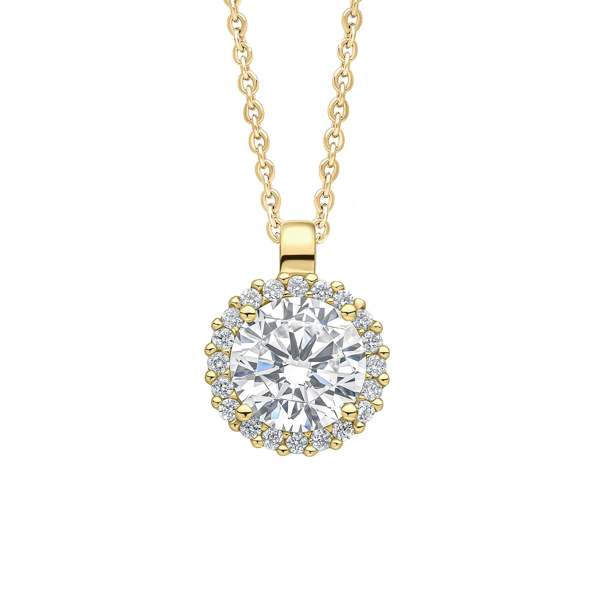 Diamonfire Halo Pendant – Sterling Silver Zirconia Necklace by Gecko