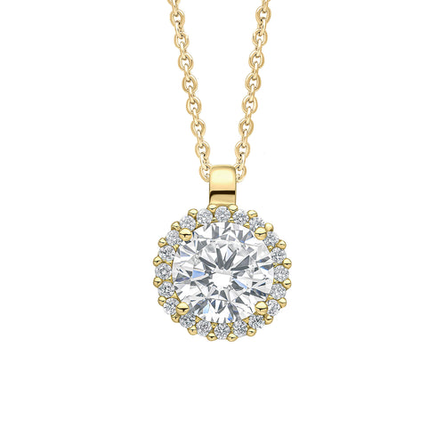 Diamonfire Halo Pendant – Sterling Silver Zirconia Necklace by Gecko