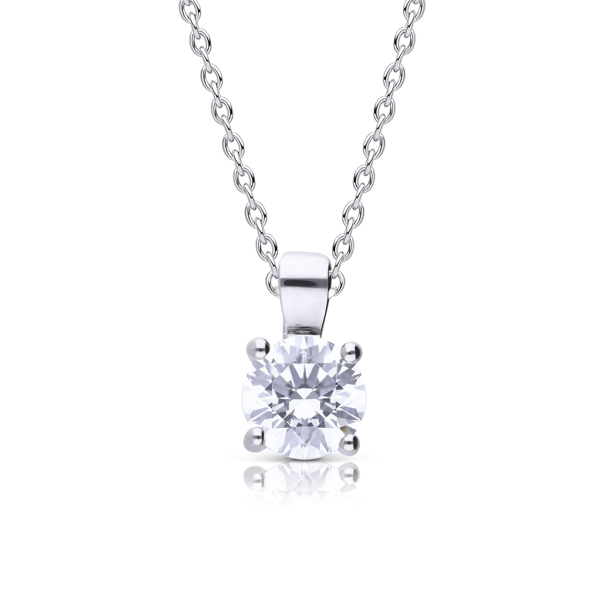 Gecko Jewellery Sterling Silver Four Claw Solitaire Zirconia Pendant