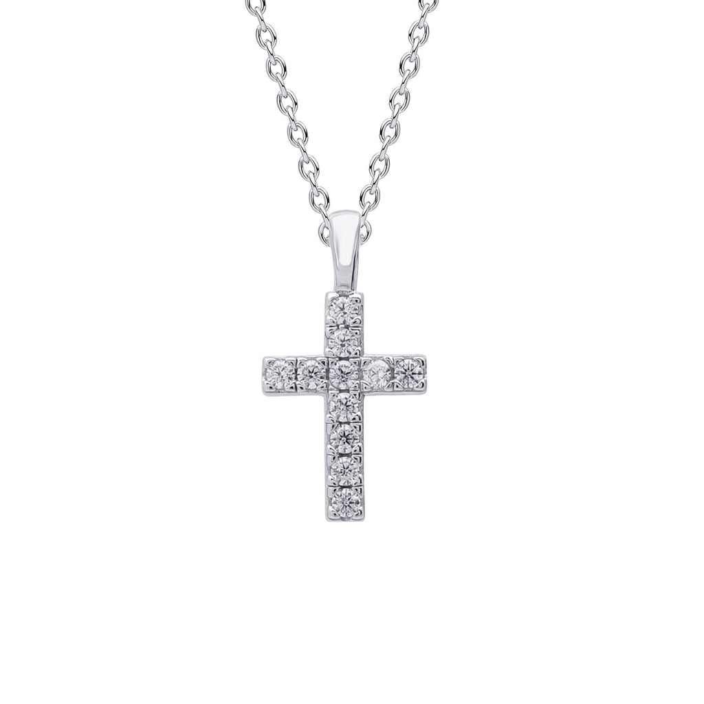 Diamonfire Cross Pendant – Sterling Silver with Zirconia Stones