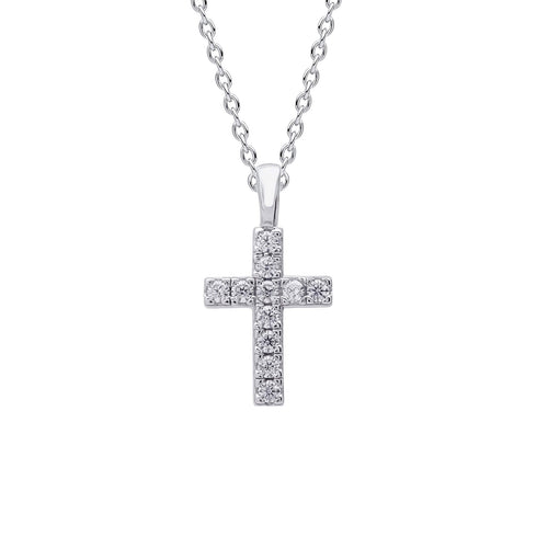 Diamonfire Cross Pendant – Sterling Silver with Zirconia Stones