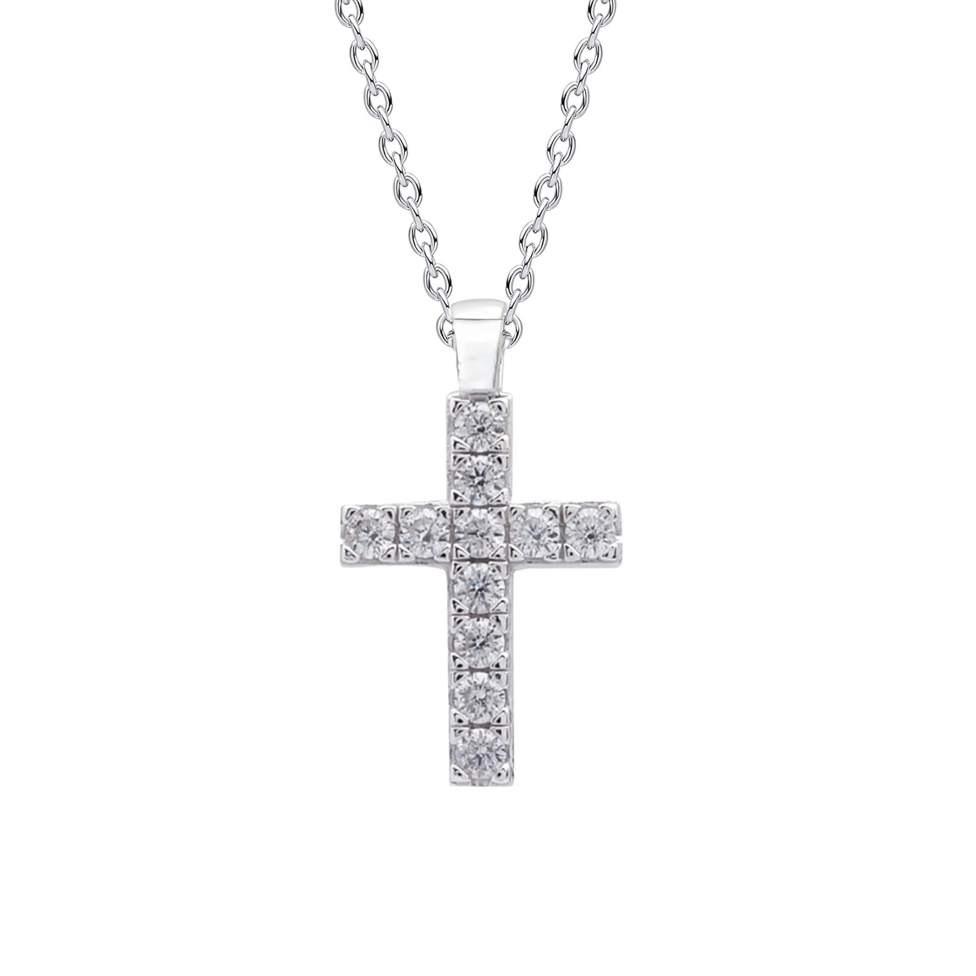 Diamonfire Cross Pendant – Sterling Silver with Zirconia Stones