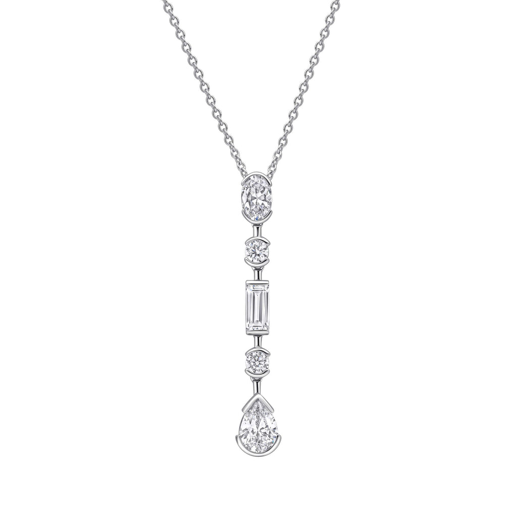 Gecko Jewellery Elongated Half Bezel Pendant | Sterling Silver Zirconia