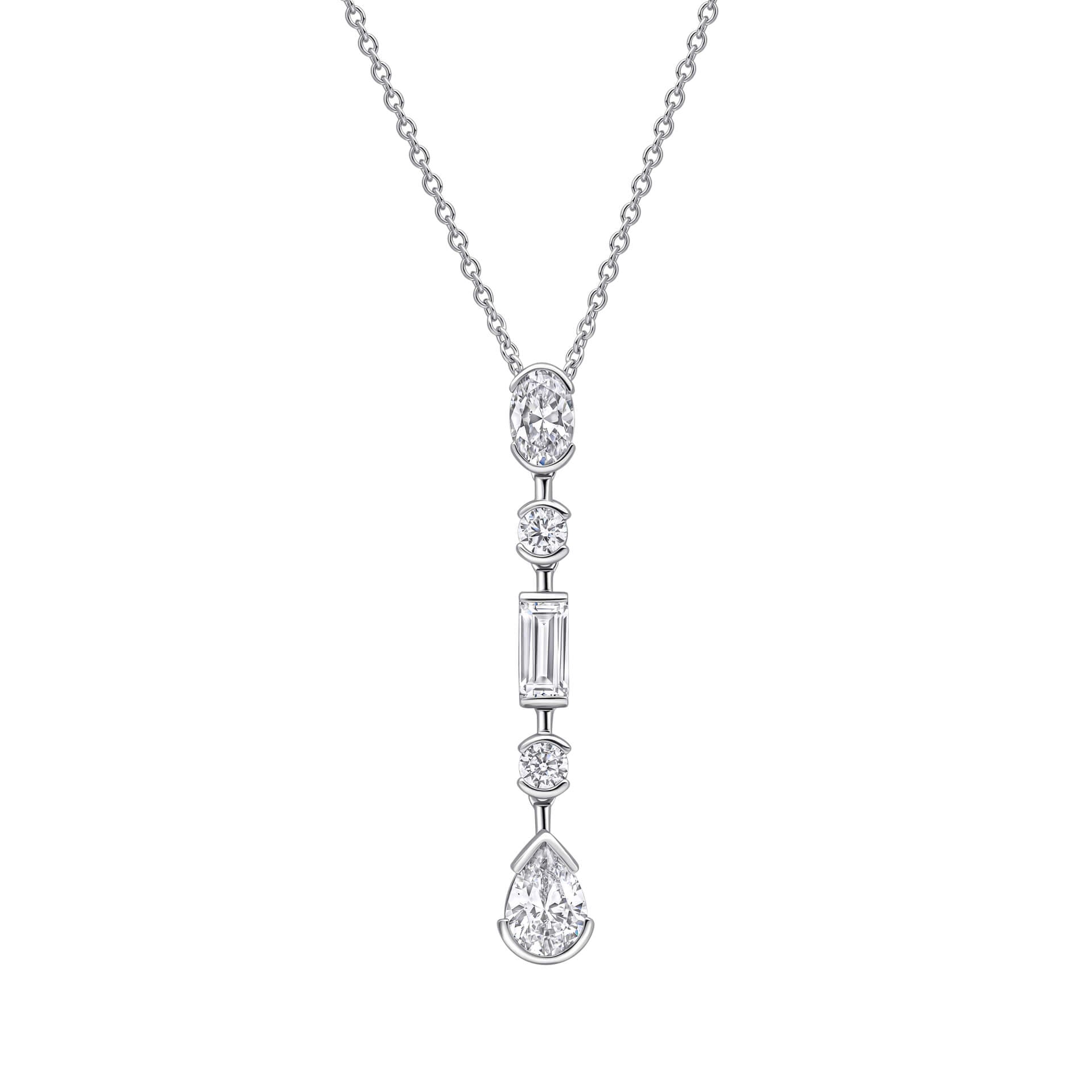 Gecko Jewellery Elongated Half Bezel Pendant | Sterling Silver Zirconia
