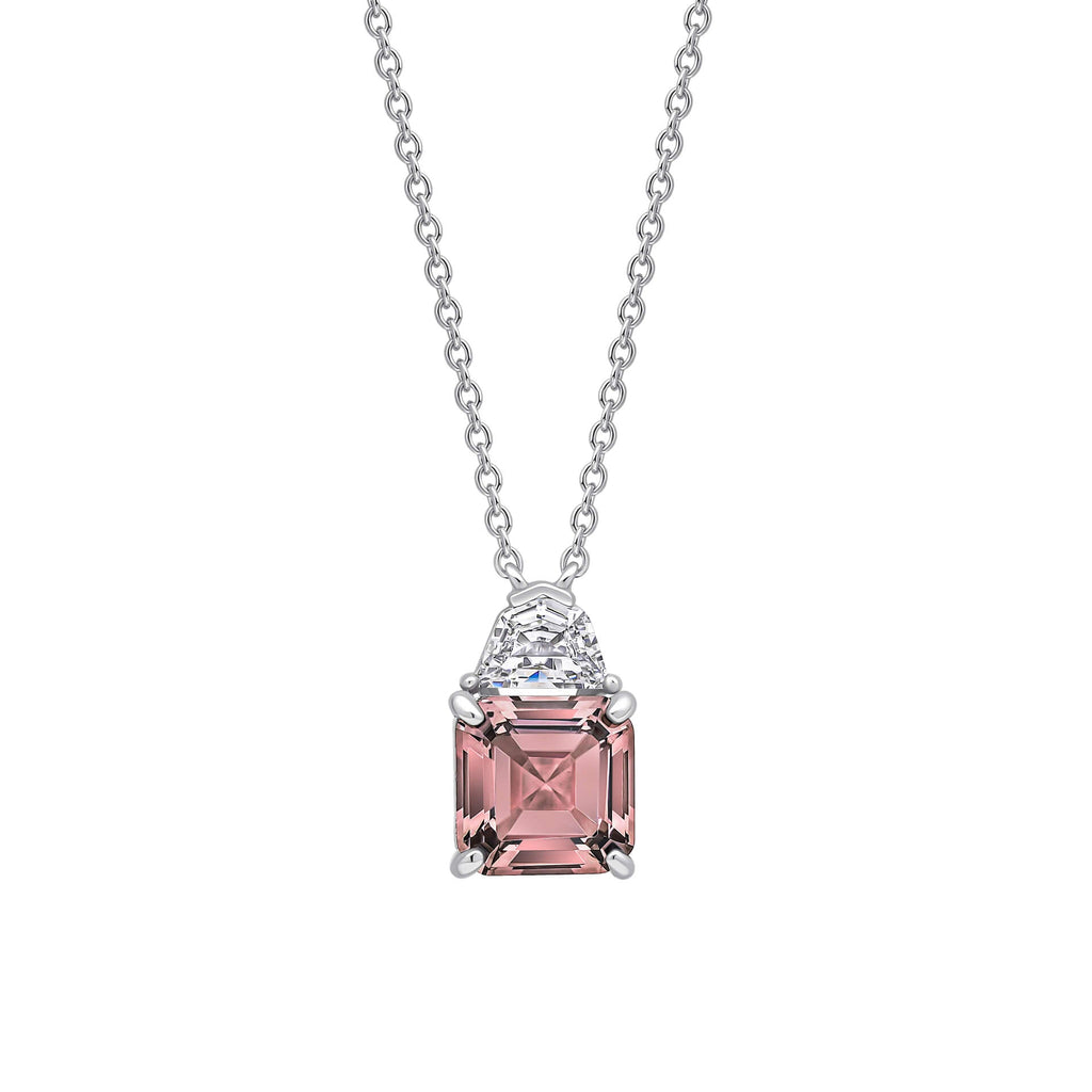 Gecko Jewellery Square Cut Sterling Silver Necklace with Blue Zirconia