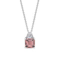 Gecko Jewellery Square Cut Sterling Silver Necklace with Blue Zirconia