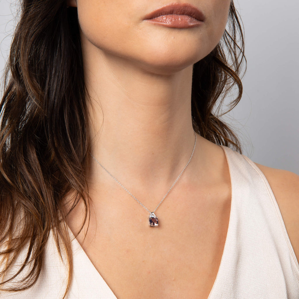 Gecko Jewellery Square Cut Sterling Silver Necklace with Blue Zirconia