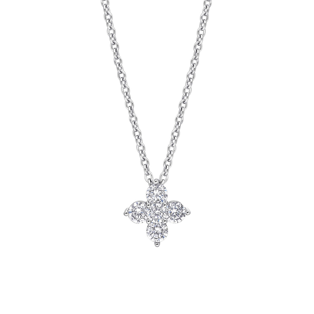 Gecko Jewellery Zirconia Cluster Flower Pendant in Sterling Silver