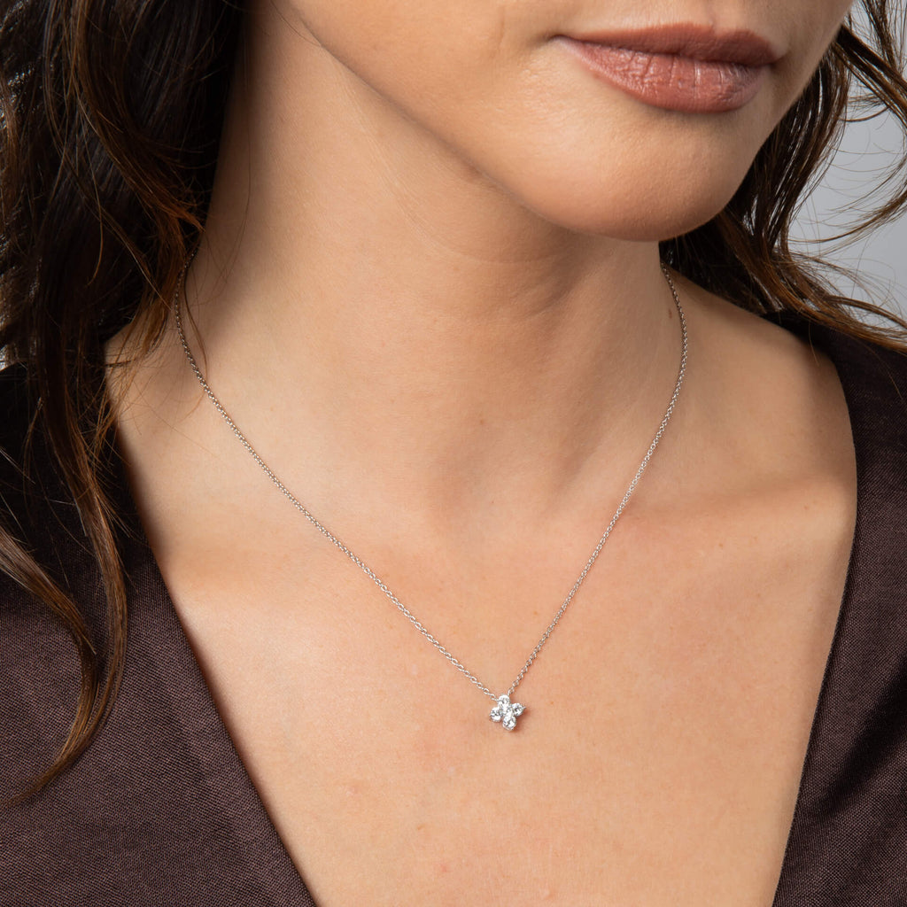 Gecko Jewellery Zirconia Cluster Flower Pendant in Sterling Silver