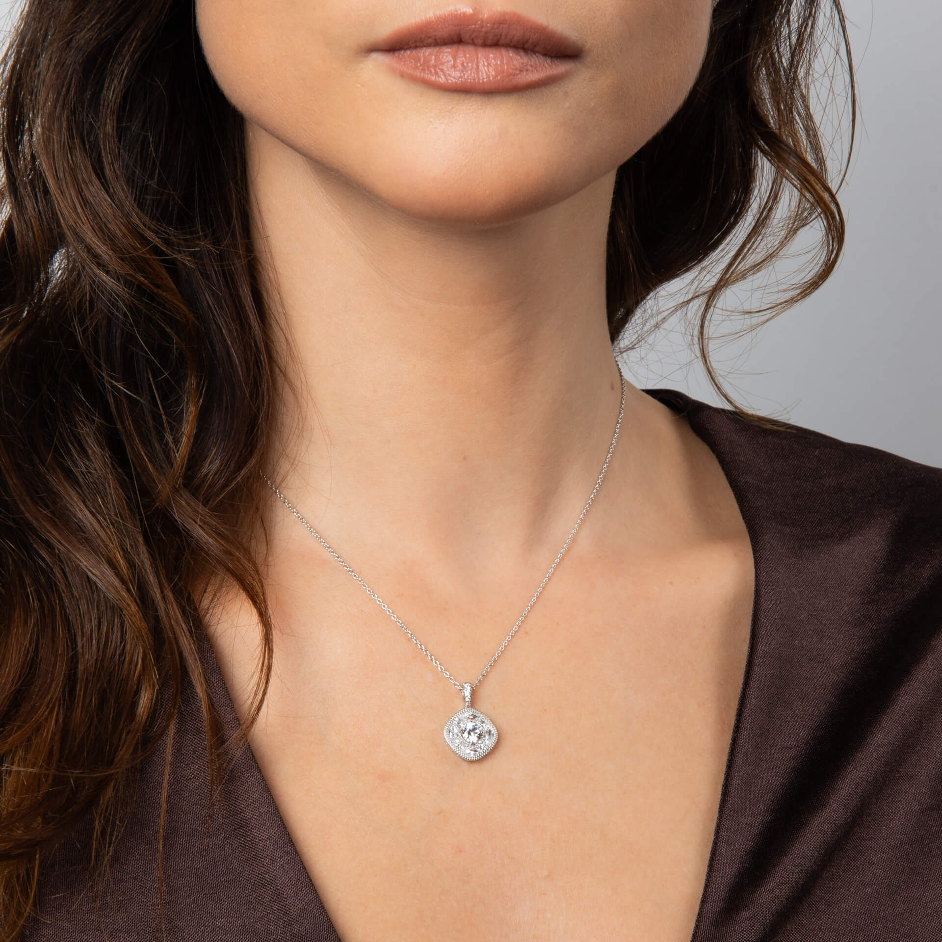 Gecko Jewellery Pave Stippled Pendant – Sterling Silver & Zirconia