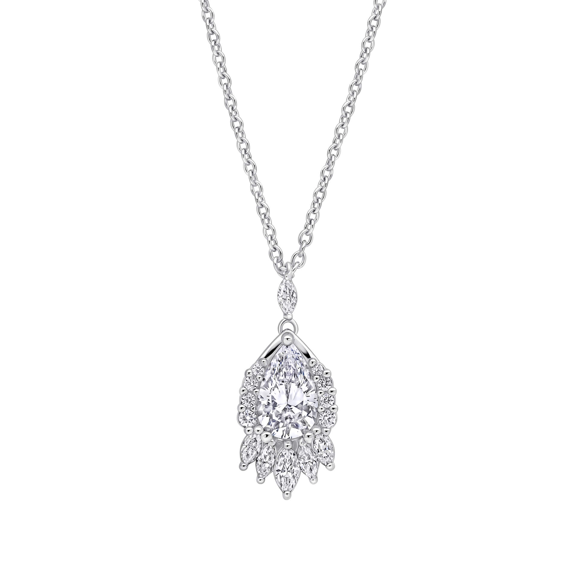 Gecko Jewellery Teardrop Chandelier Pendant | Sterling Silver & Zirconia