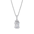 Gecko Emerald Cut Half Bezel Drop Pendant | Sterling Silver Zirconia