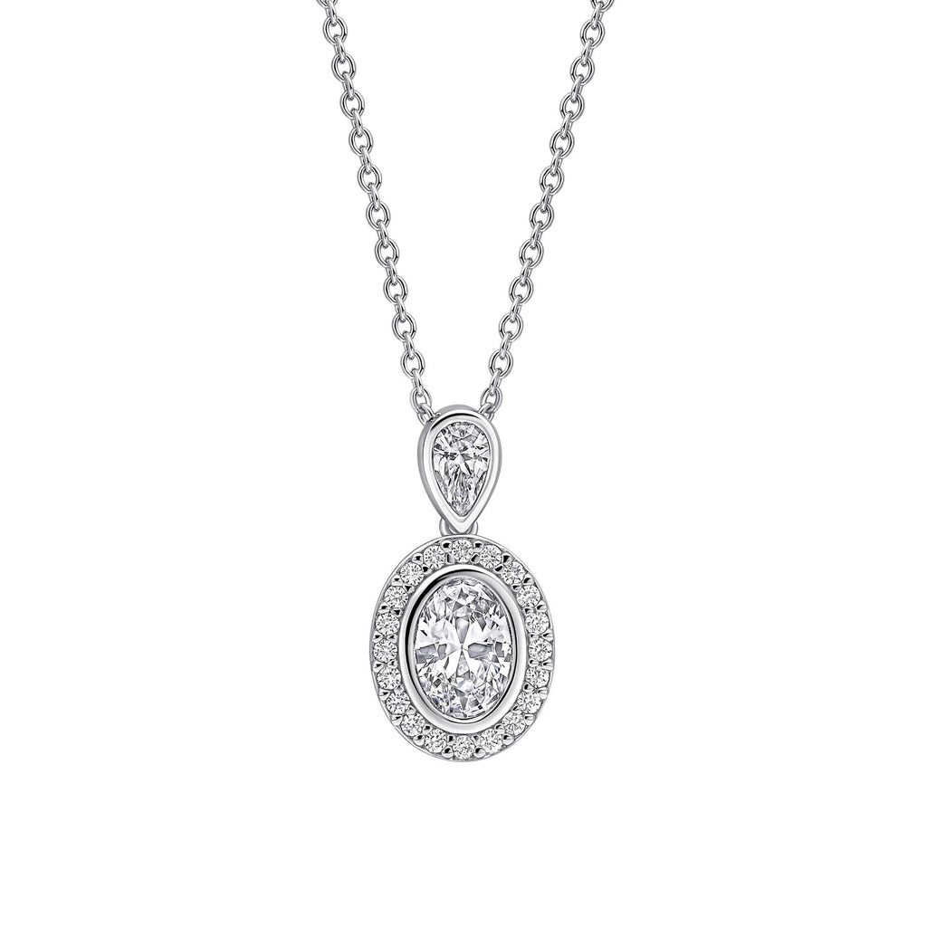 Gecko Jewellery Halo Double Drop Pendant – Sterling Silver Zirconia