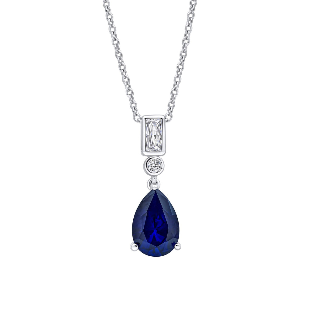 Gecko Jewellery Sterling Silver Pear Cut Zirconia Teardrop Pendant