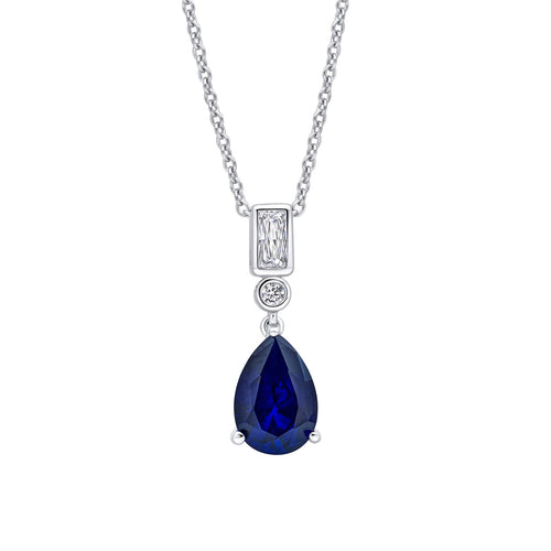 Gecko Jewellery Sterling Silver Pear Cut Zirconia Teardrop Pendant