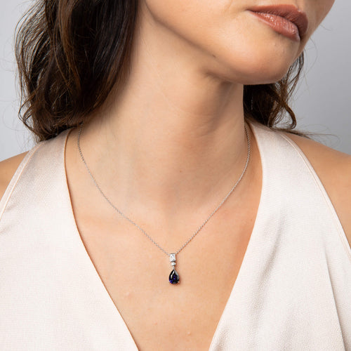Gecko Jewellery Sterling Silver Pear Cut Zirconia Teardrop Pendant
