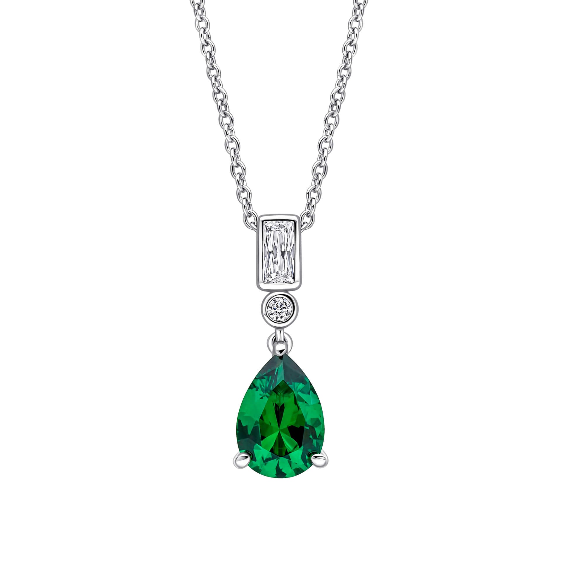 Gecko Jewellery Sterling Silver Pear Cut Zirconia Teardrop Pendant