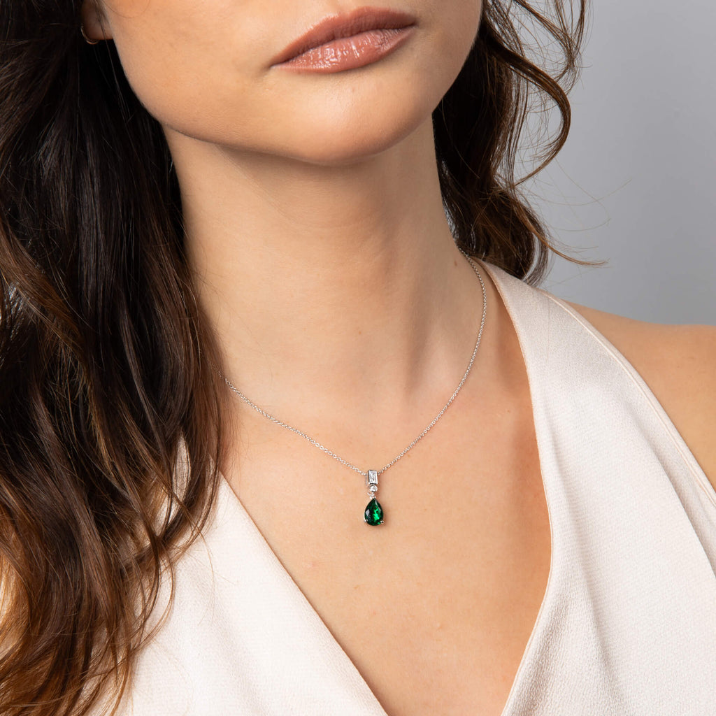 Gecko Jewellery Sterling Silver Pear Cut Zirconia Teardrop Pendant