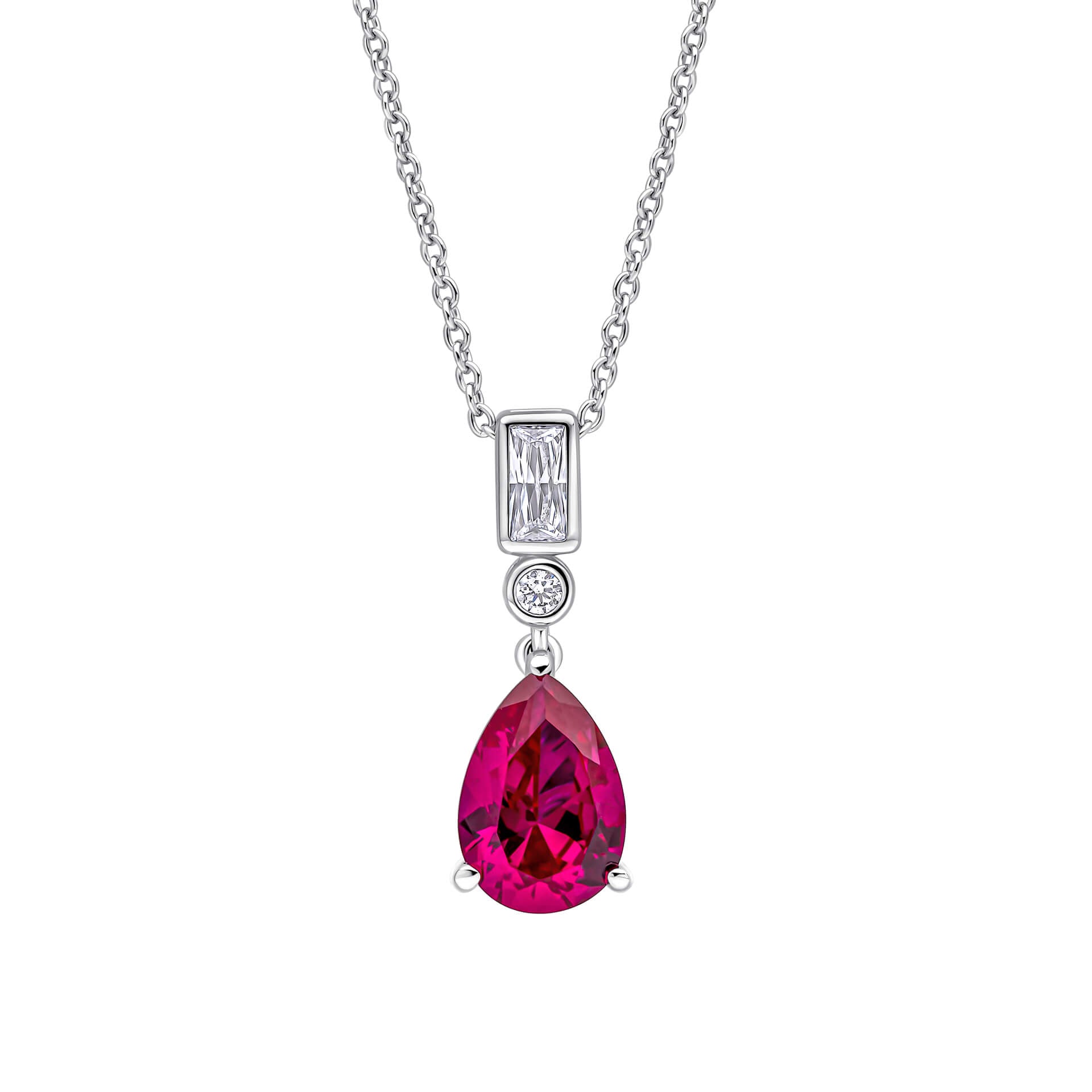 Gecko Jewellery Sterling Silver Pear Cut Zirconia Teardrop Pendant