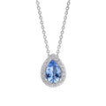 Gecko Jewellery Sterling Silver Pear Cut Zirconia Halo Teardrop Pendant
