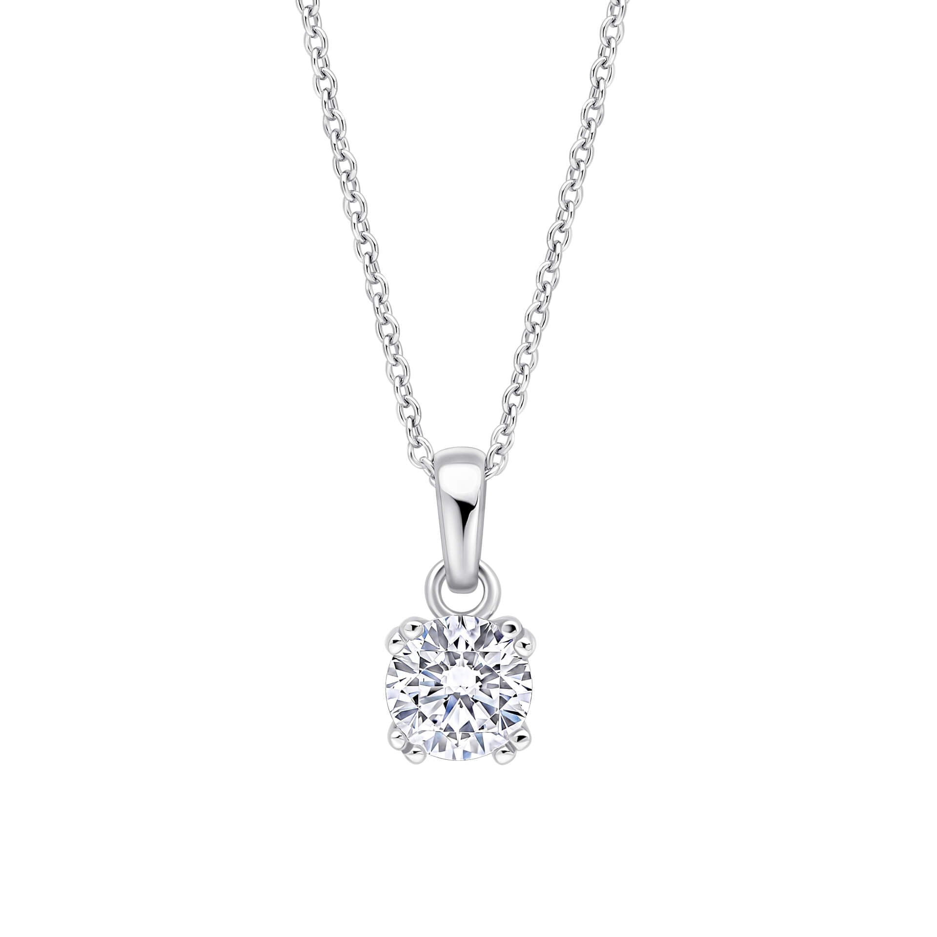 Gecko Jewellery 1ct Round Zirconia Double Claw Solitaire Pendant