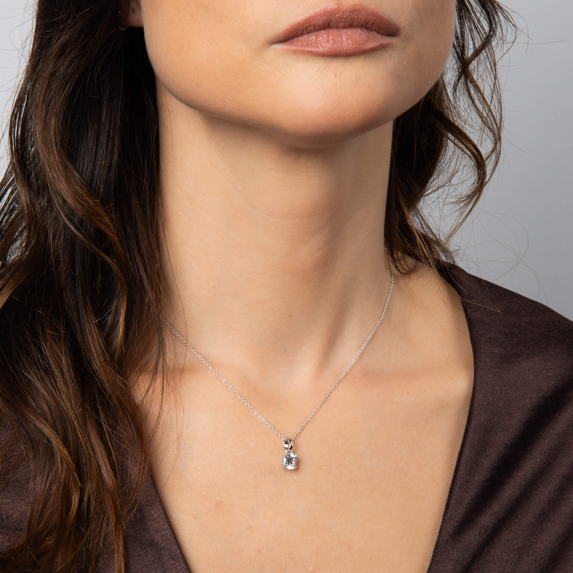 Gecko Jewellery 1ct Round Zirconia Double Claw Solitaire Pendant