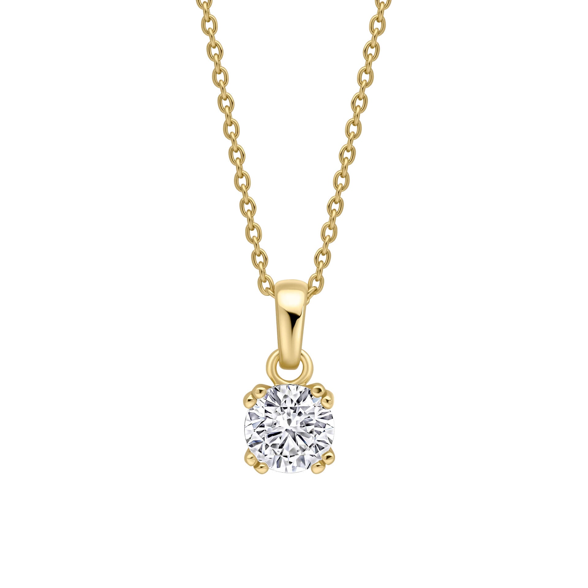 Gecko Jewellery 1ct Round Zirconia Double Claw Solitaire Pendant