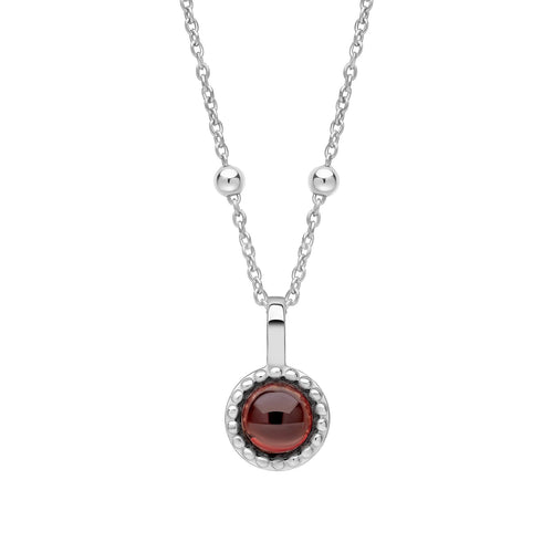 Gecko Jewellery Milgrain Cabochon Birthstone Pendant | Gold & Rhodium