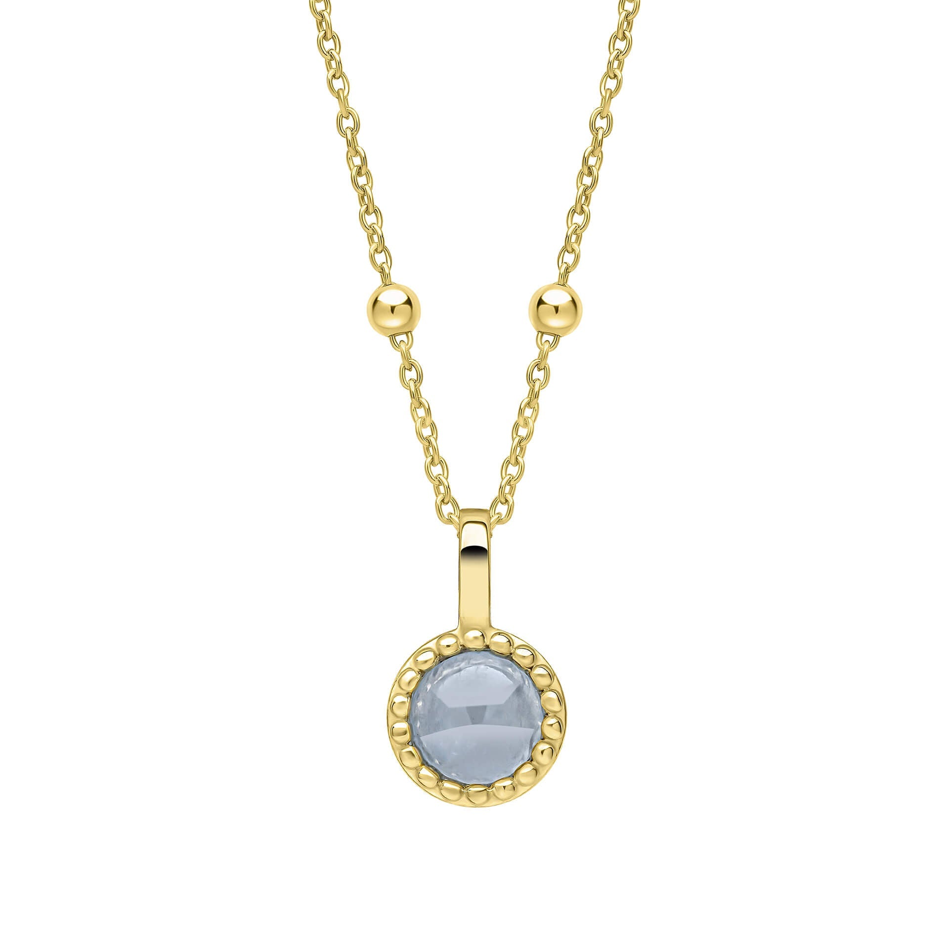 Gecko Jewellery Milgrain Cabochon Birthstone Pendant | Gold & Rhodium
