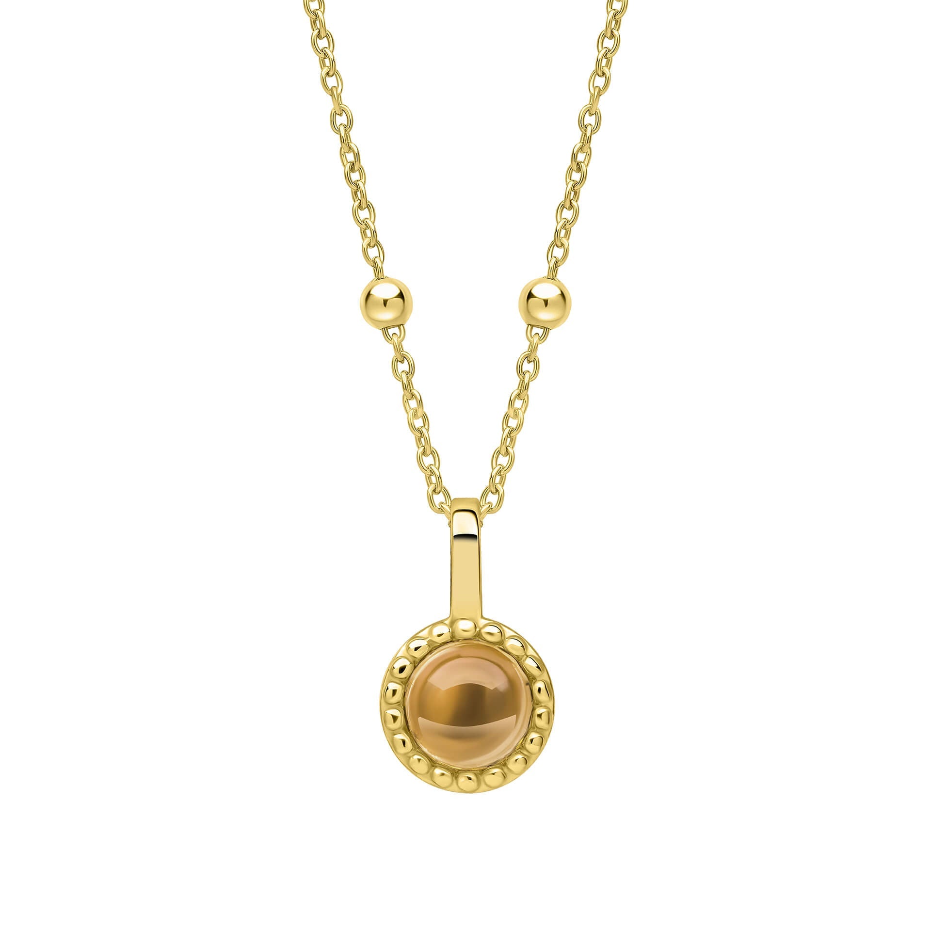Gecko Jewellery Milgrain Cabochon Birthstone Pendant | Gold & Rhodium