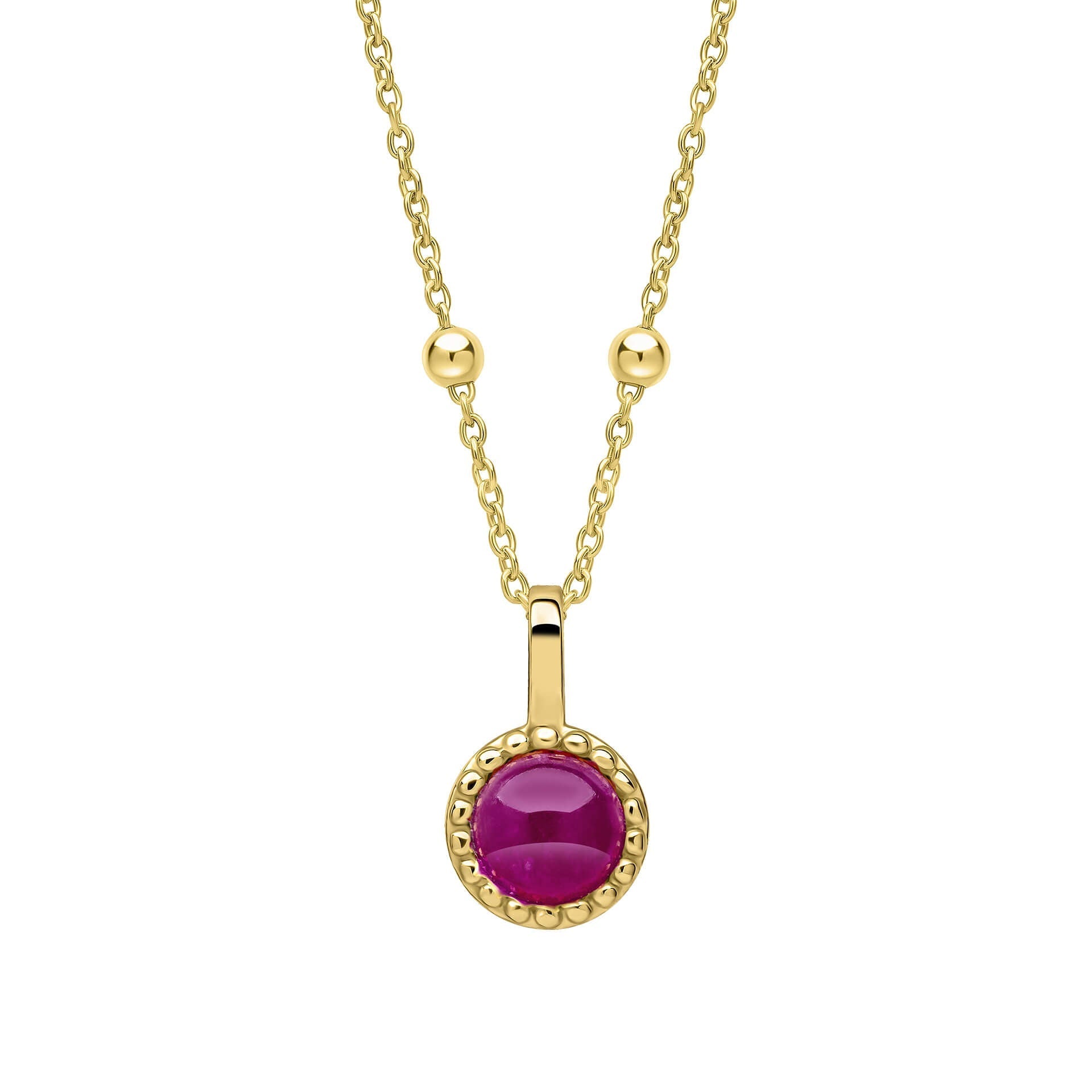 Gecko Jewellery Milgrain Cabochon Birthstone Pendant | Gold & Rhodium