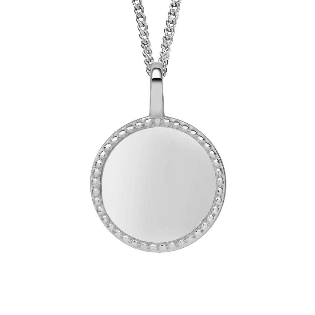 Gecko Jewellery Milgrain Edge Disc Pendant | Recycled Sterling Silver