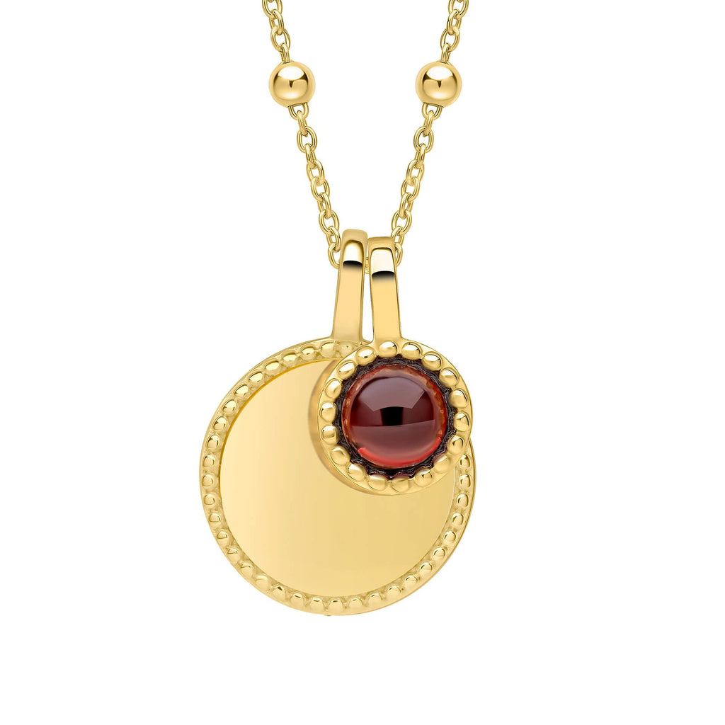 Gecko Jewellery Milgrain Cabochon Birthstone Necklace | Engravable