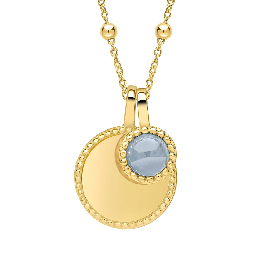 Gecko Jewellery Milgrain Cabochon Birthstone Necklace | Engravable