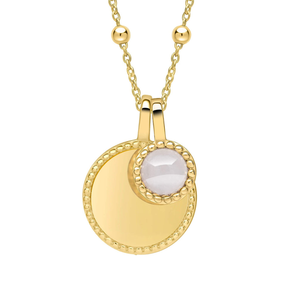Gecko Jewellery Milgrain Cabochon Birthstone Necklace | Engravable
