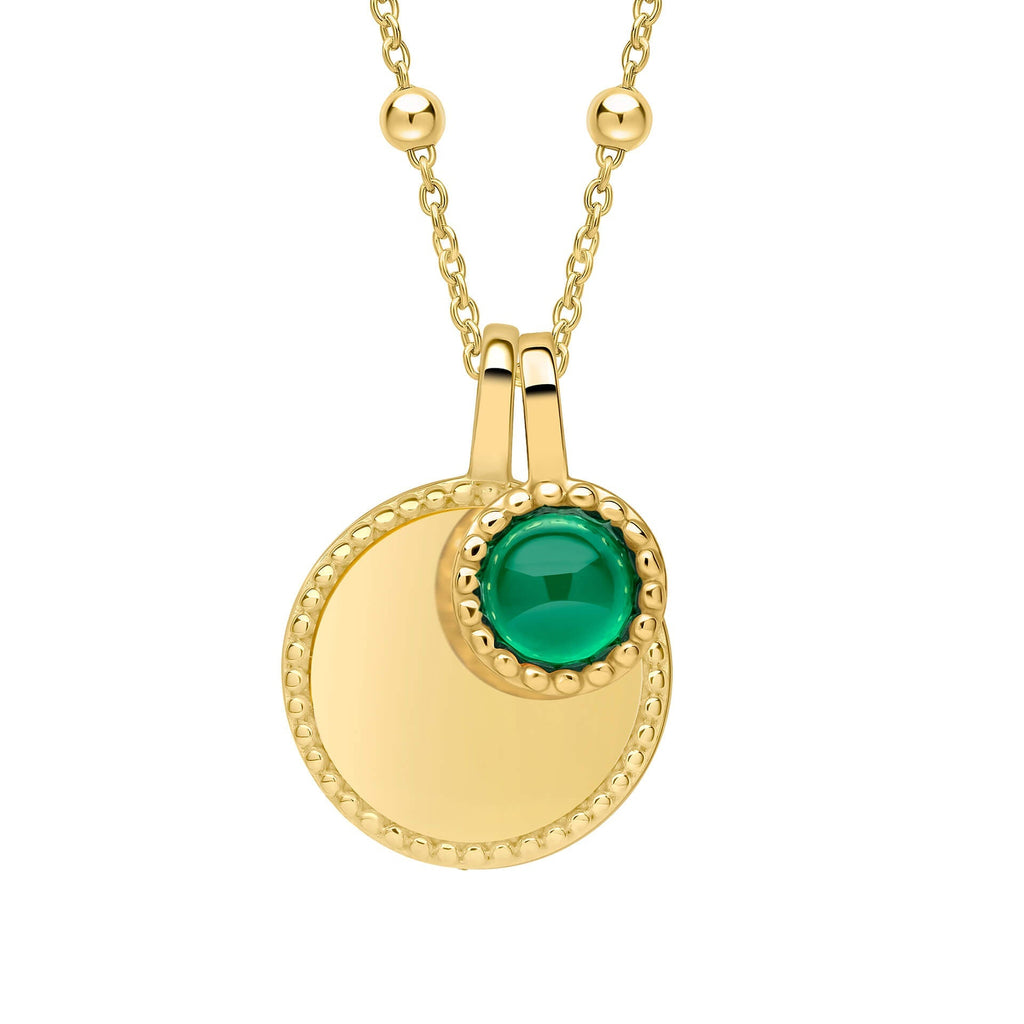 Gecko Jewellery Milgrain Cabochon Birthstone Necklace | Engravable
