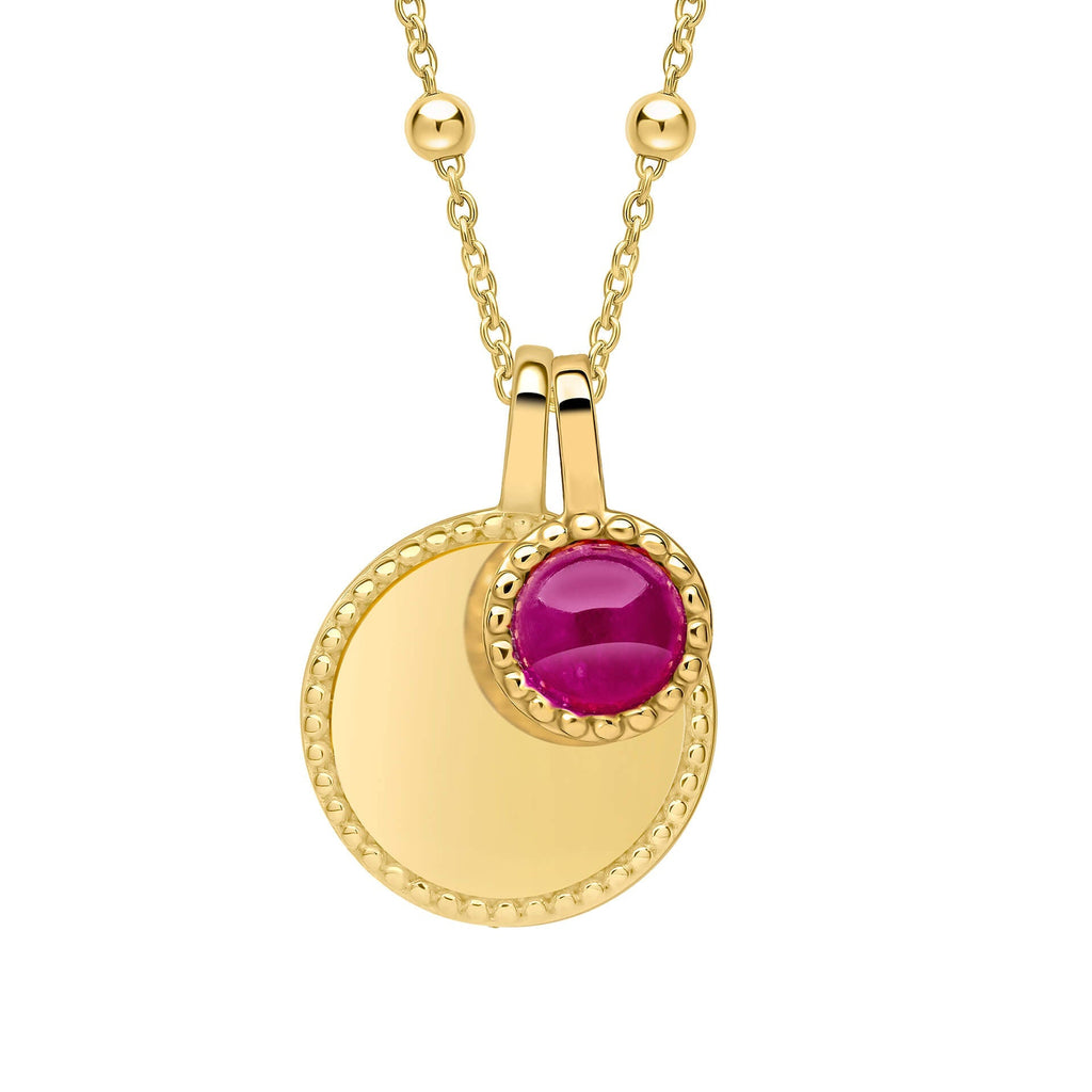 Gecko Jewellery Milgrain Cabochon Birthstone Necklace | Engravable