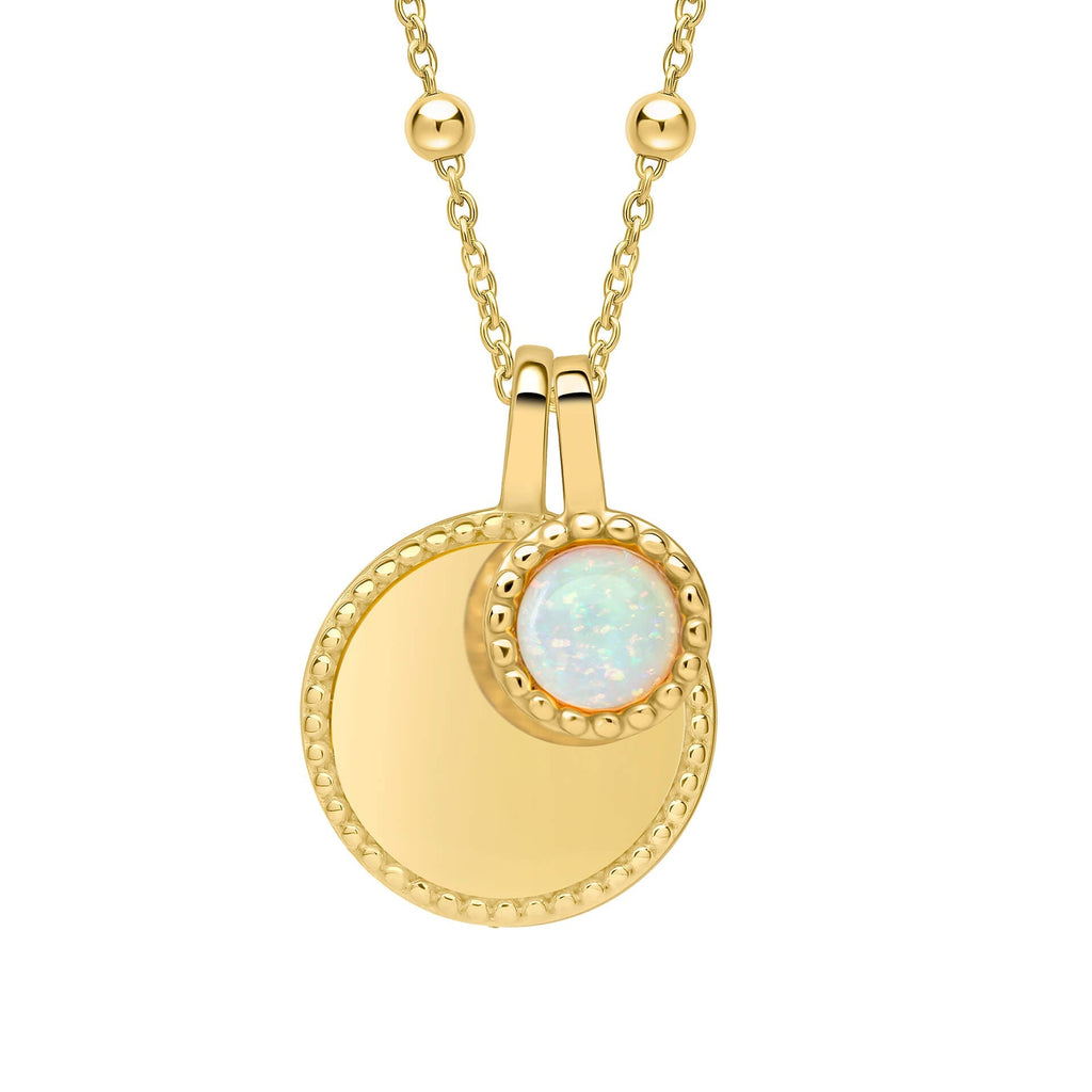 Gecko Jewellery Milgrain Cabochon Birthstone Necklace | Engravable