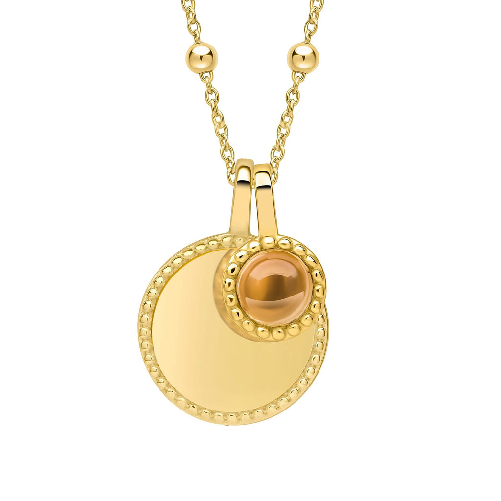 Gecko Jewellery Milgrain Cabochon Birthstone Necklace | Engravable
