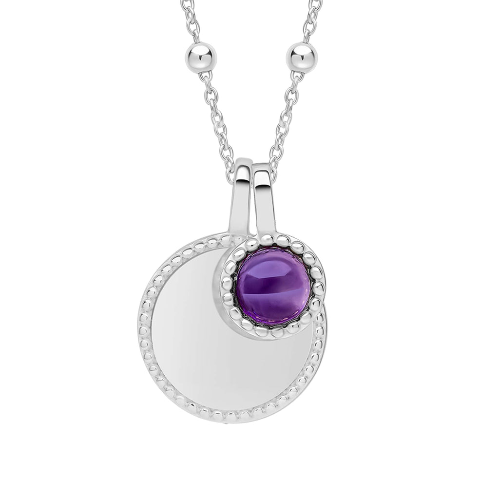 Gecko Jewellery Milgrain Cabochon Birthstone Necklace | Engravable