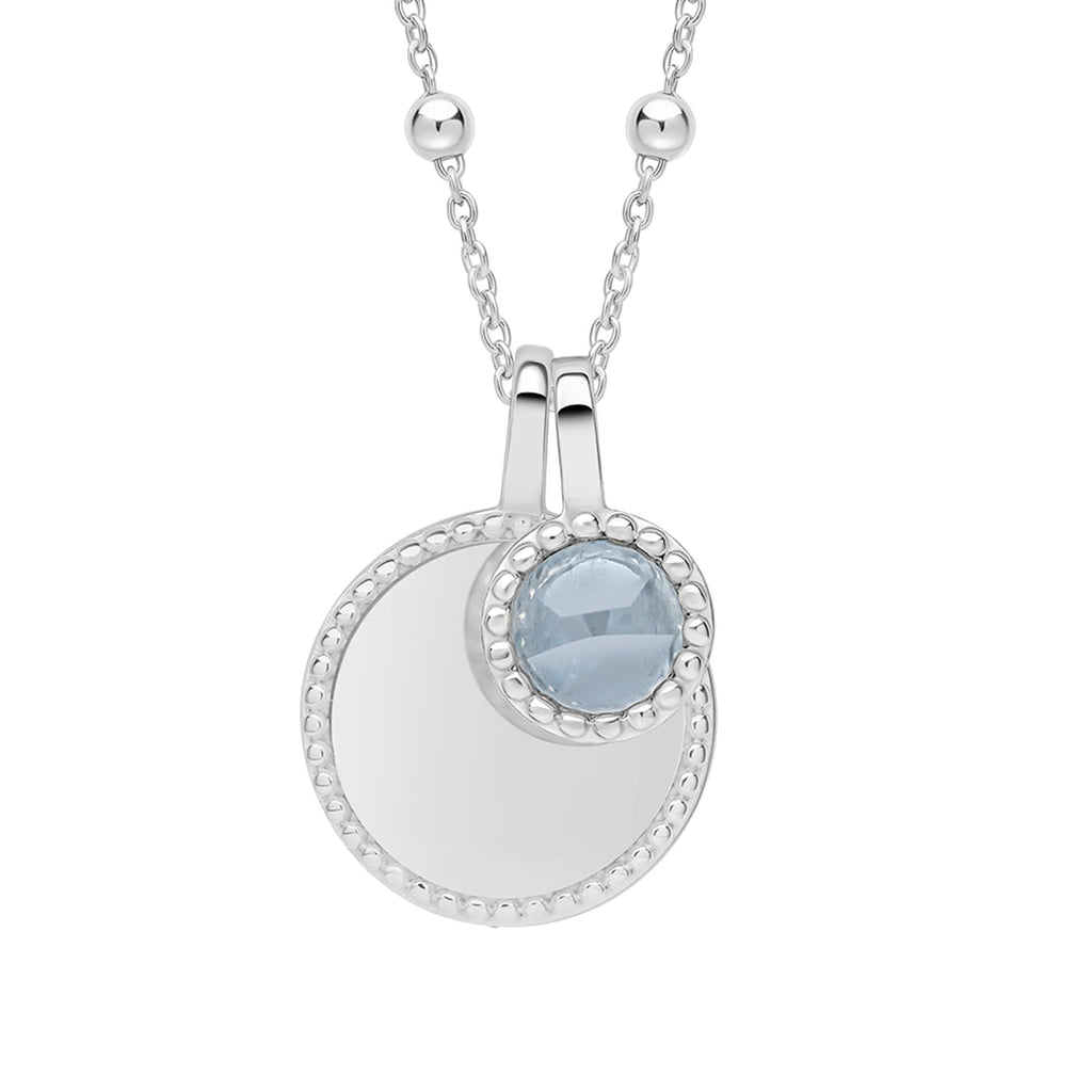 Gecko Jewellery Milgrain Cabochon Birthstone Necklace | Engravable