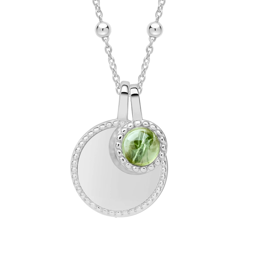 Gecko Jewellery Milgrain Cabochon Birthstone Necklace | Engravable