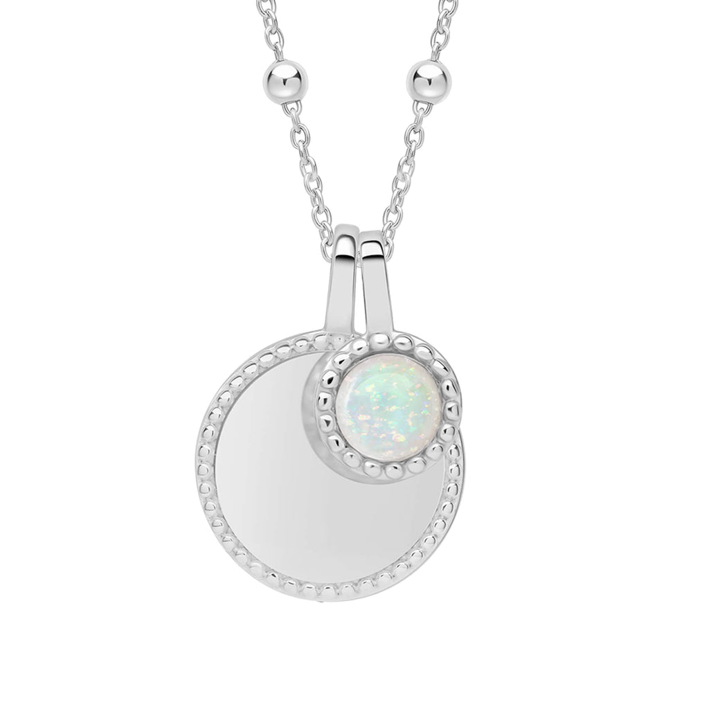 Gecko Jewellery Milgrain Cabochon Birthstone Necklace | Engravable