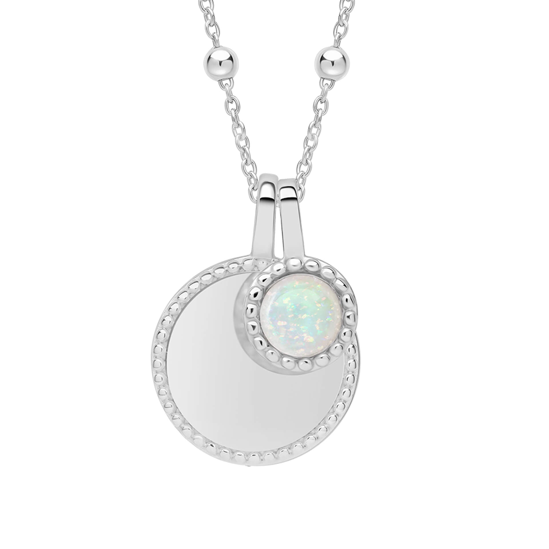 Gecko Jewellery Milgrain Cabochon Birthstone Necklace | Engravable