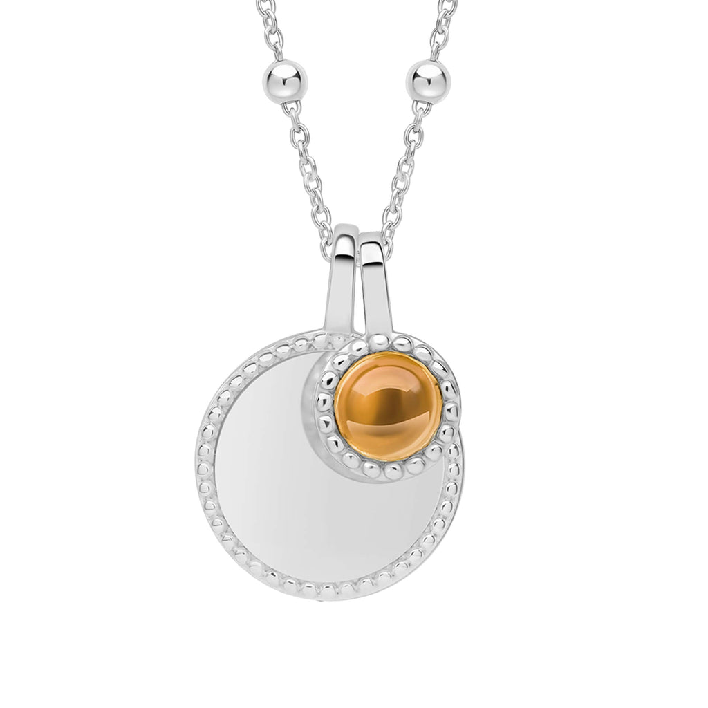 Gecko Jewellery Milgrain Cabochon Birthstone Necklace | Engravable