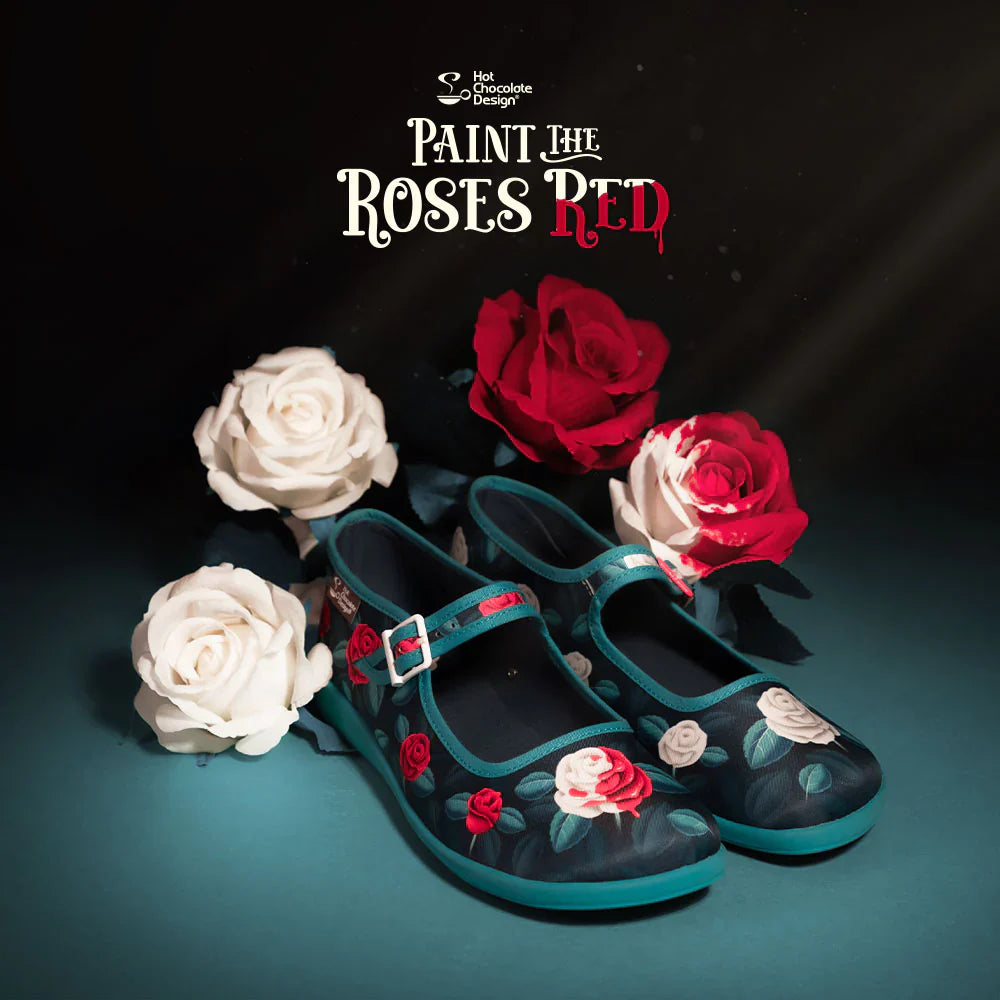 Hot Chocolate Design Paint the Roses Red Gothic Floral Mary Jane Flats
